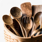Teak Kitchen Utensil Set – 9 Pieces with Holder & Spoon Rest