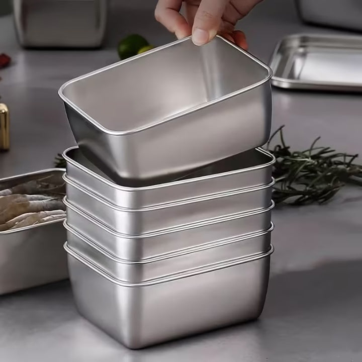6er-Set Edelstahl-Frischhaltedosen mit Deckel – stapelbar, je 600 ml