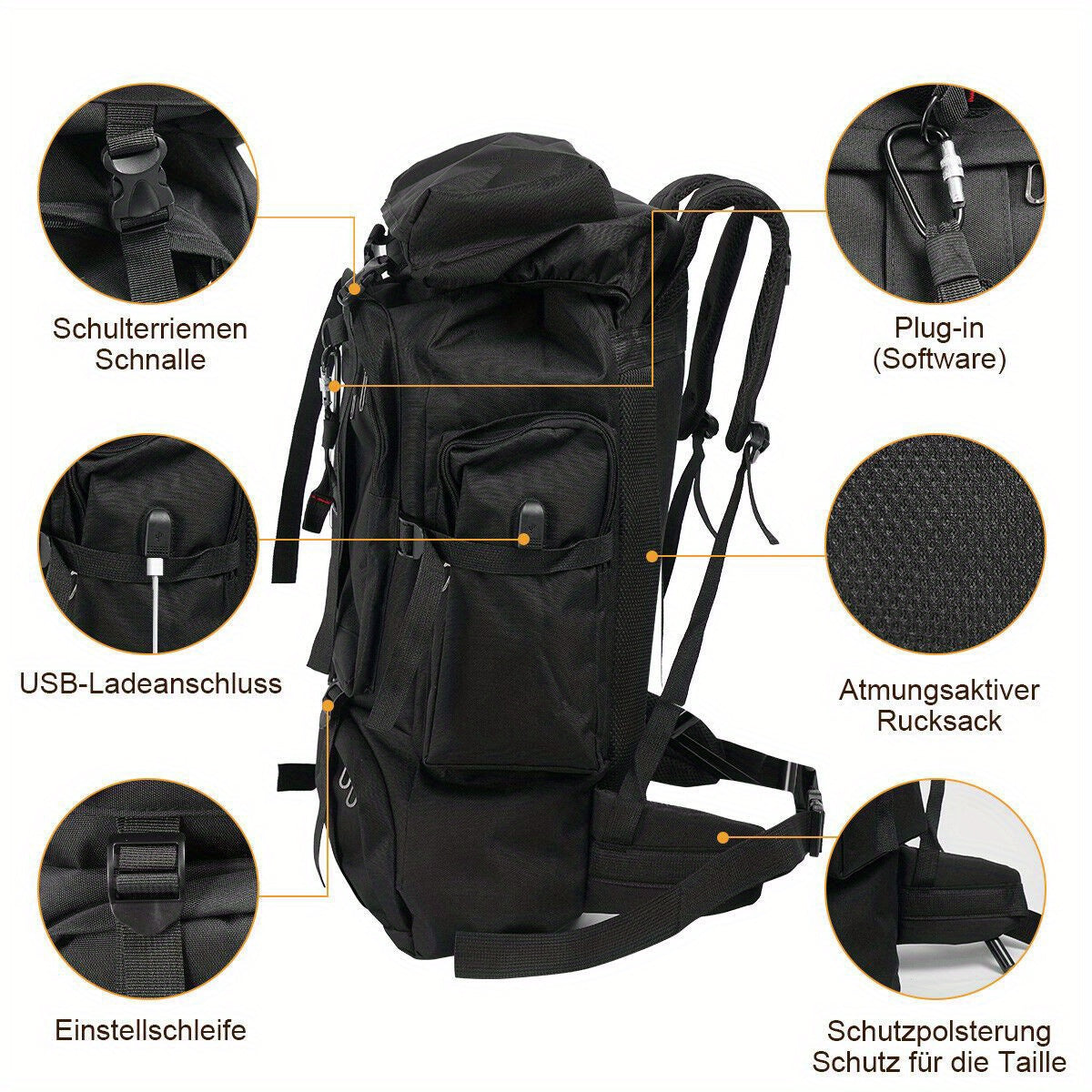 Hiking Backpack 80 Liters – Water-Repellent and Durable