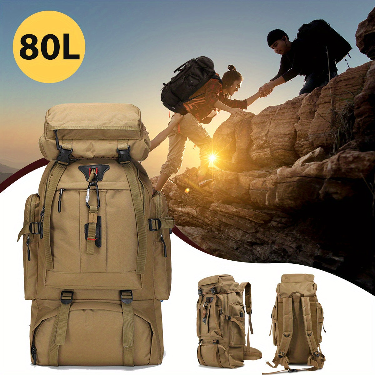 Hiking Backpack 80 Liters – Water-Repellent and Durable