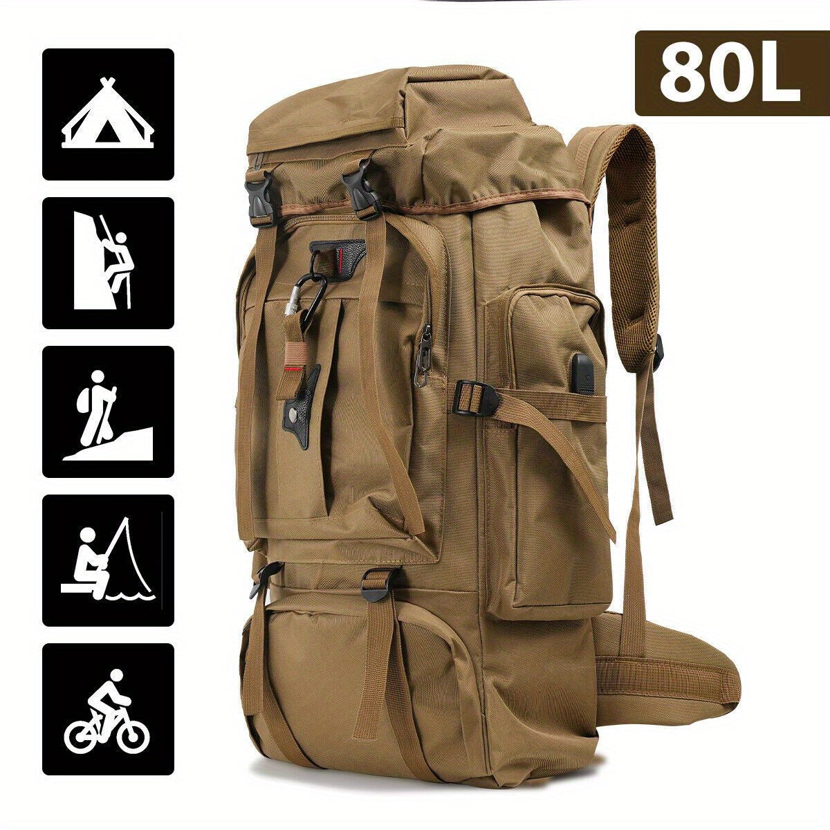 Hiking Backpack 80 Liters – Water-Repellent and Durable
