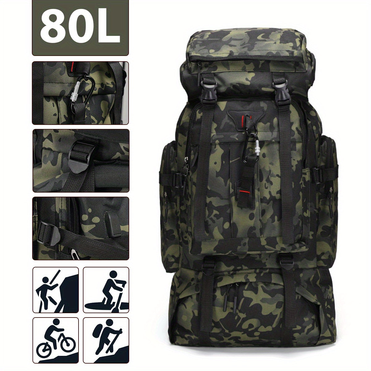 Hiking Backpack 80 Liters – Water-Repellent and Durable