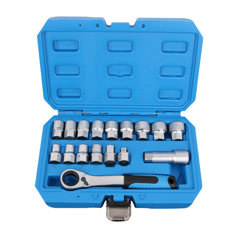 Ratschenschlüssel-Set mit Stecknüssen und Bits