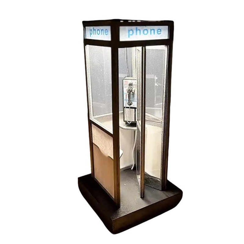 Telefonzelle Tischlampe Vintage Design Schwarz 21 cm