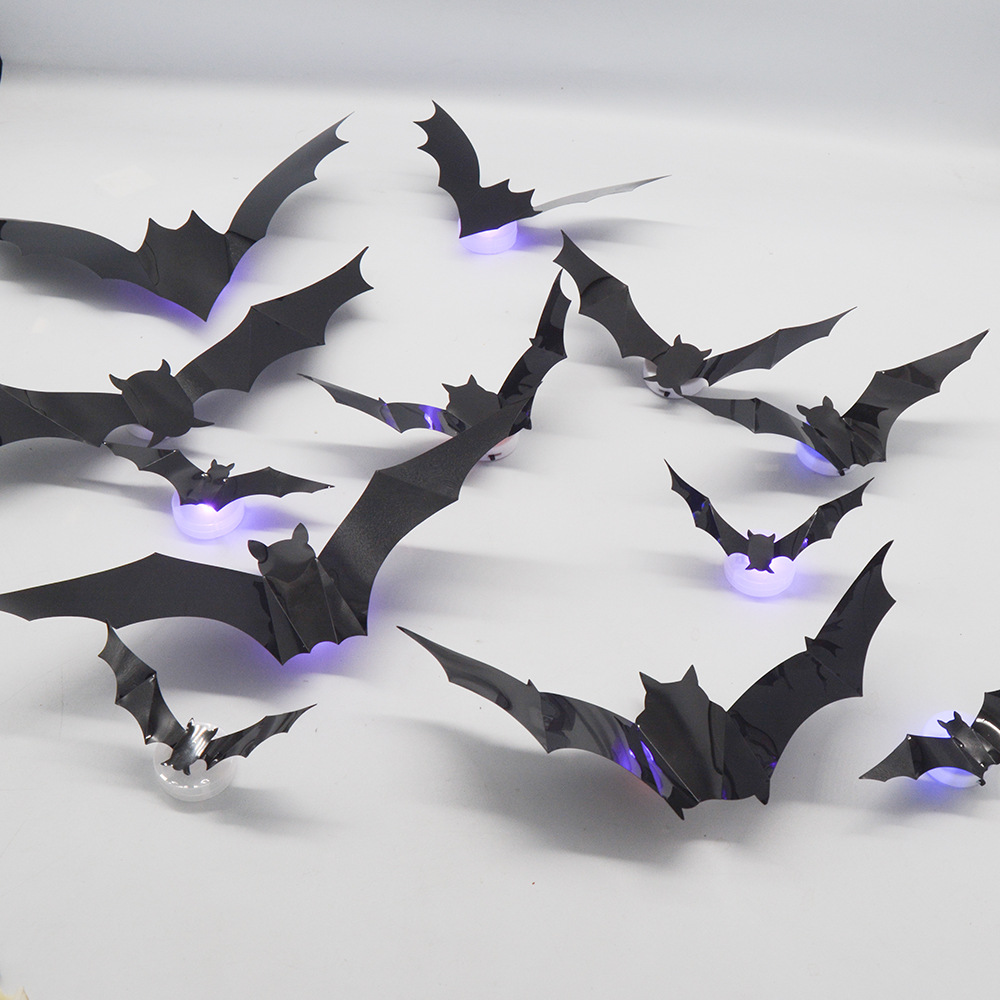 LED Fledermaus Deko 12-teilig mit 3D-Effekt