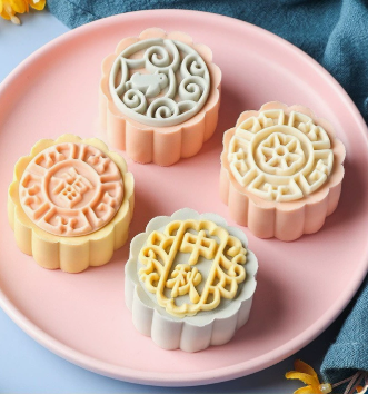 Mooncake-Form mit Prägemuster 4-teilig