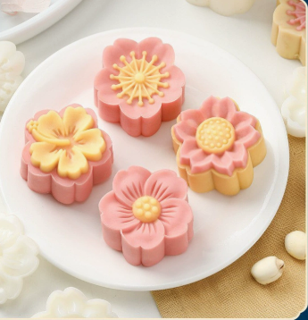 Mooncake-Form mit Prägemuster 4-teilig