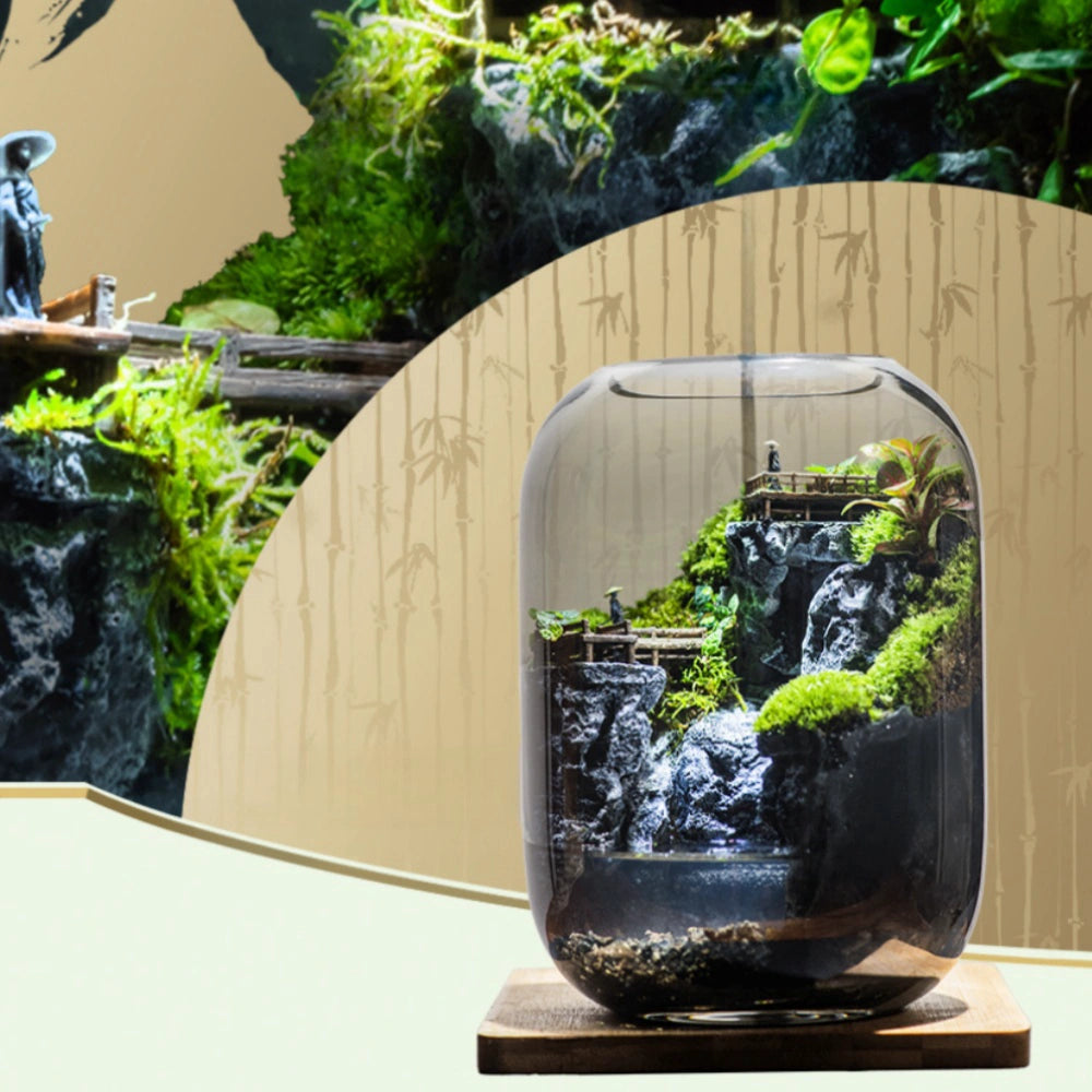 Moos-Terrarium mit Miniaturlandschaft im Glas