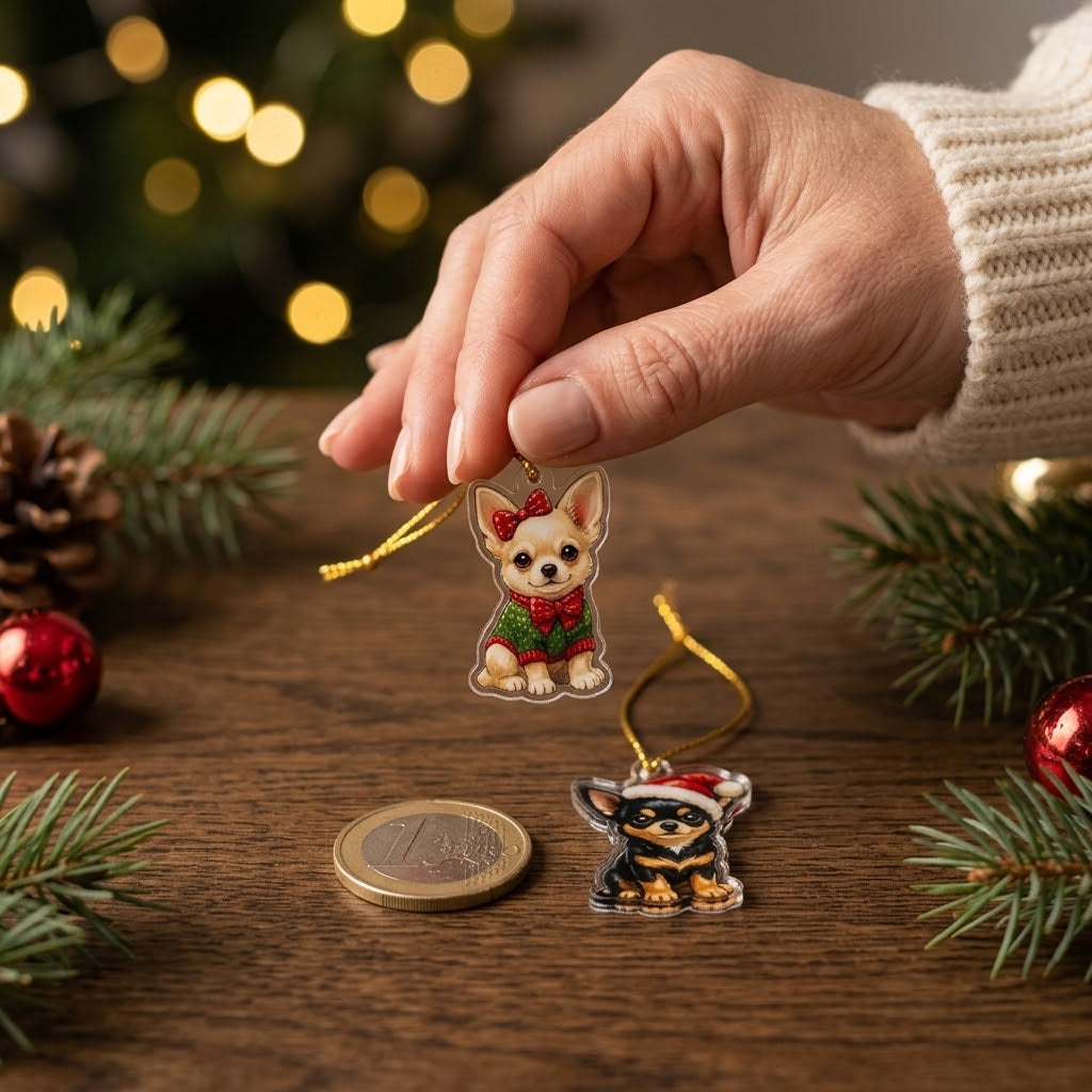 Chihuahua Advent calendar with 24 acrylic ornaments for the Christmas tree