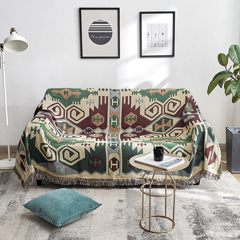 Überwurf Bohemian mit Quasten – Wendbares Design aus Baumwolle