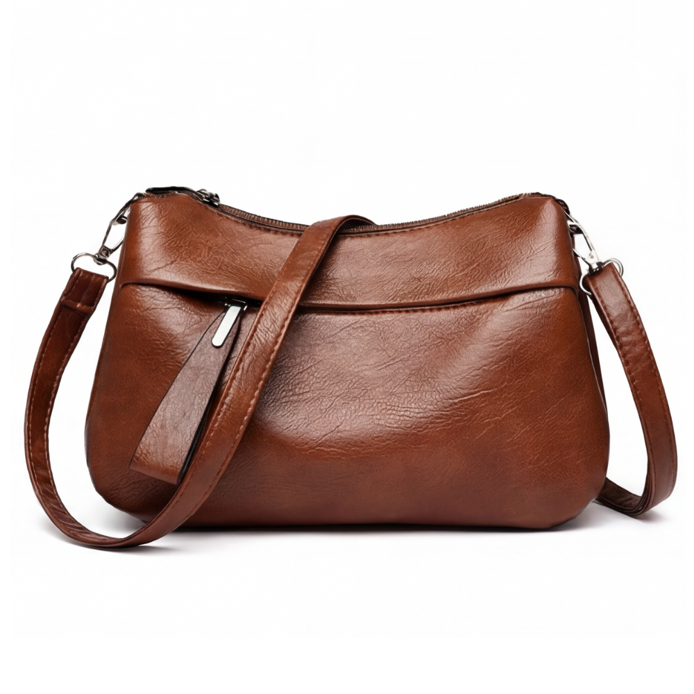 Soft Faux Leather Crossbody Bag – 3 Compartments