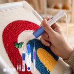 Embroidery set with water-soluble template for clothing