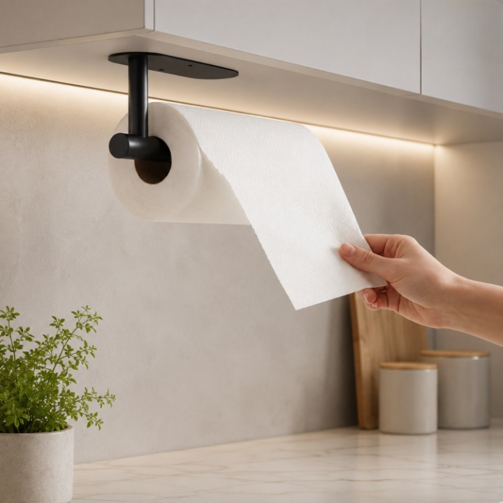 Stainless Steel Kitchen Roll Holder Wall Mount Under Cabinet