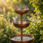 Vogeltränke aus Eisen – 3-stufiges Vogelbad für den Garten