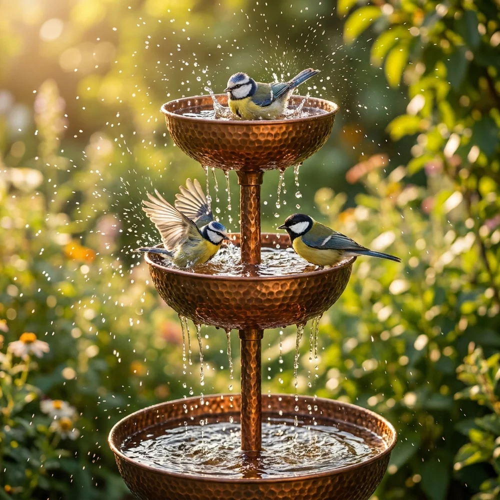 Vogeltränke aus Eisen – 3-stufiges Vogelbad für den Garten