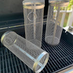Stainless Steel Rolling Grill Basket – Even Grilling, Easy Cleaning