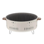 Portable charcoal grill with ventilated body & wooden handles