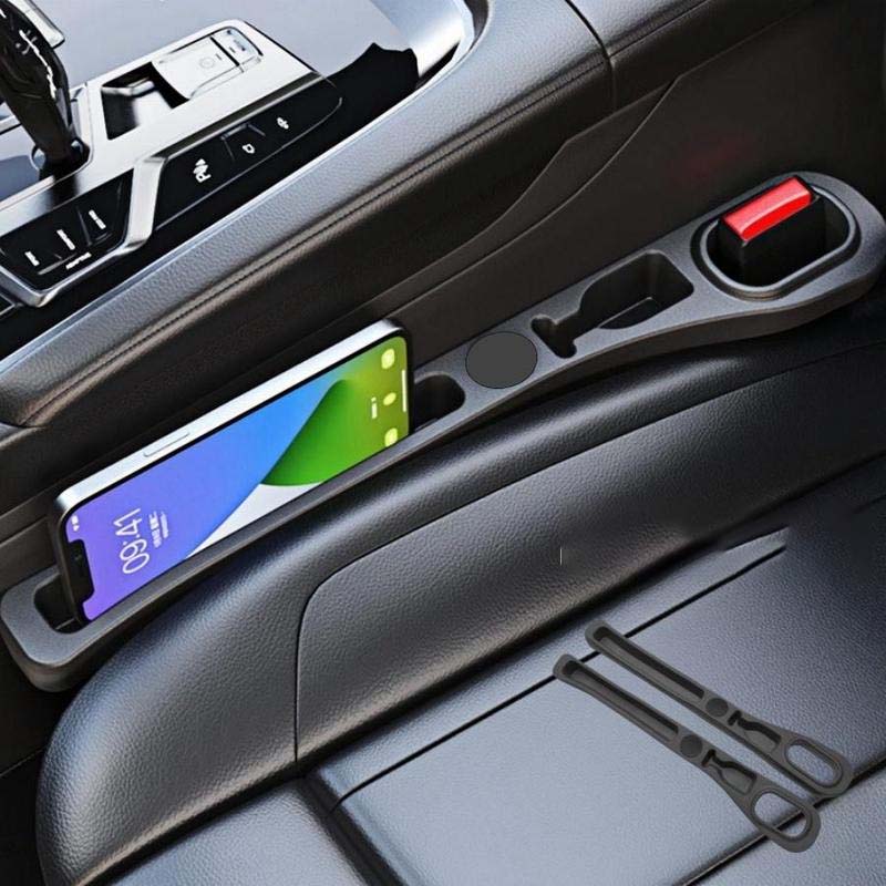 Car seat gap filler with storage compartments