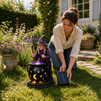 Solar-Gartenleuchte Hexenkessel für Halloween-Deko
