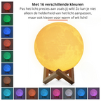 Moon Lamp with Wooden Stand – 16 Colors & Dimmable