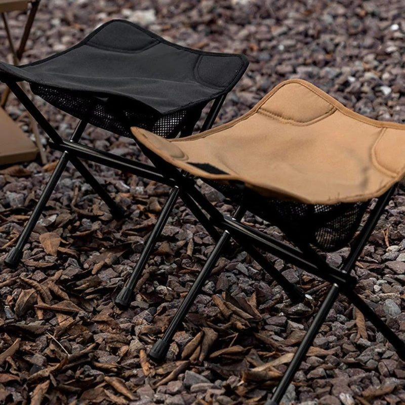 Foldable Camping Stool – Portable Outdoor Seat with Mesh Storage