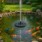 Solar fountain with 4 nozzles for birdbath and pond