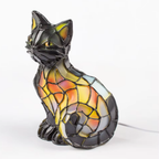 LED-Katzen-Nachtlicht in Buntglas-Optik mit USB-Anschluss
