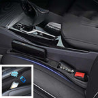 Car seat gap filler with storage compartments