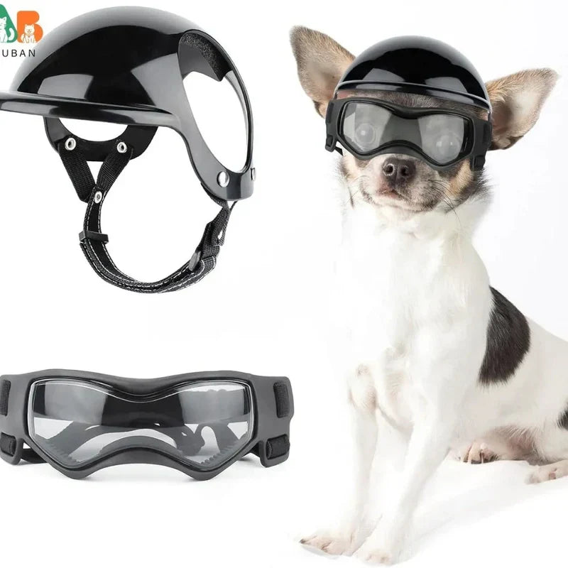 Hundehelm mit Schutzbrille – verstellbares Set