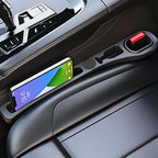 Car seat gap filler with storage compartments