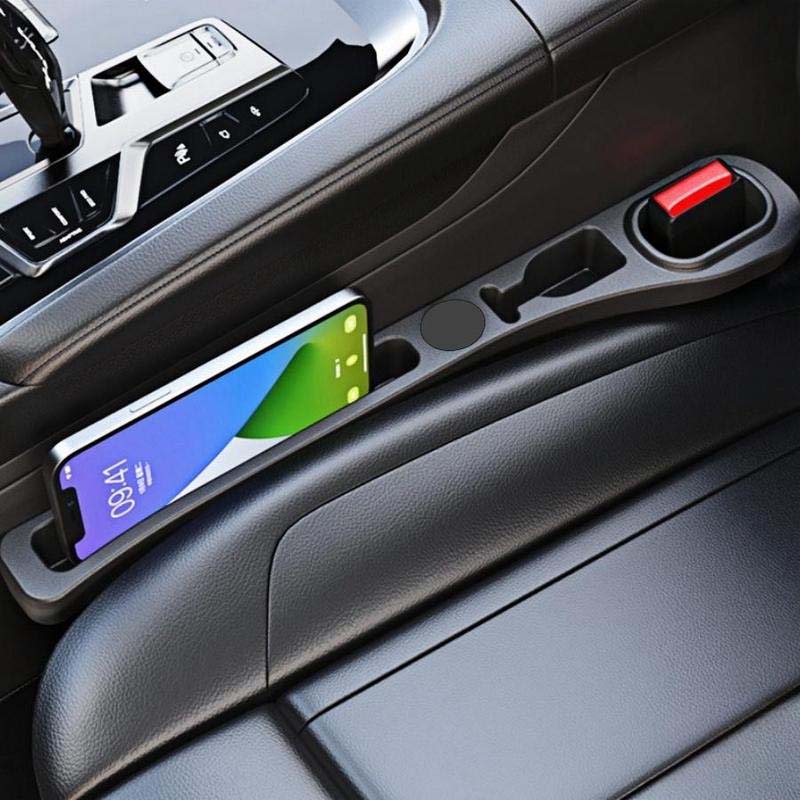 Car seat gap filler with storage compartments