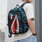 Kinder-Rucksack Hai-Motiv mit USB-Anschluss
