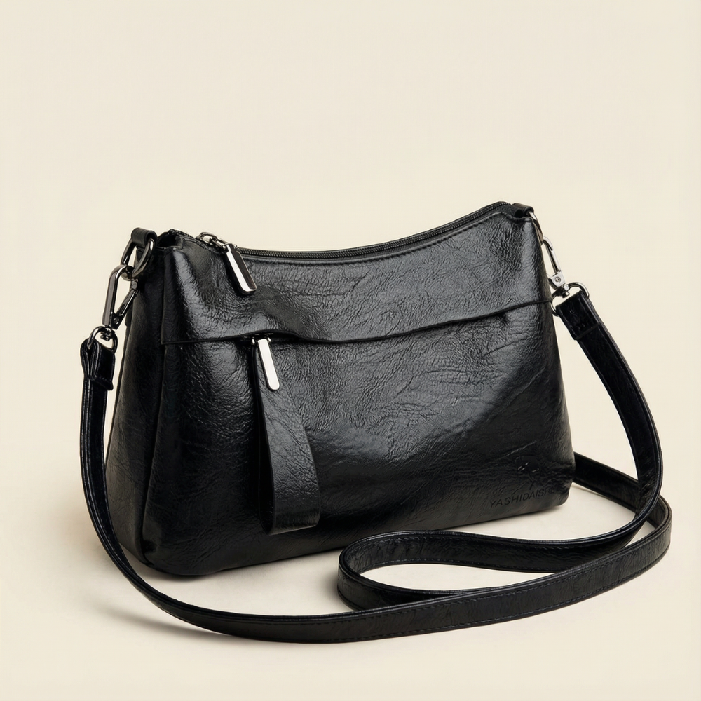 Soft Faux Leather Crossbody Bag – 3 Compartments
