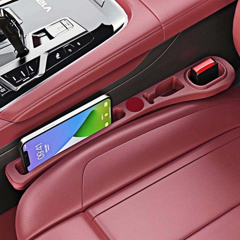Car seat gap filler with storage compartments