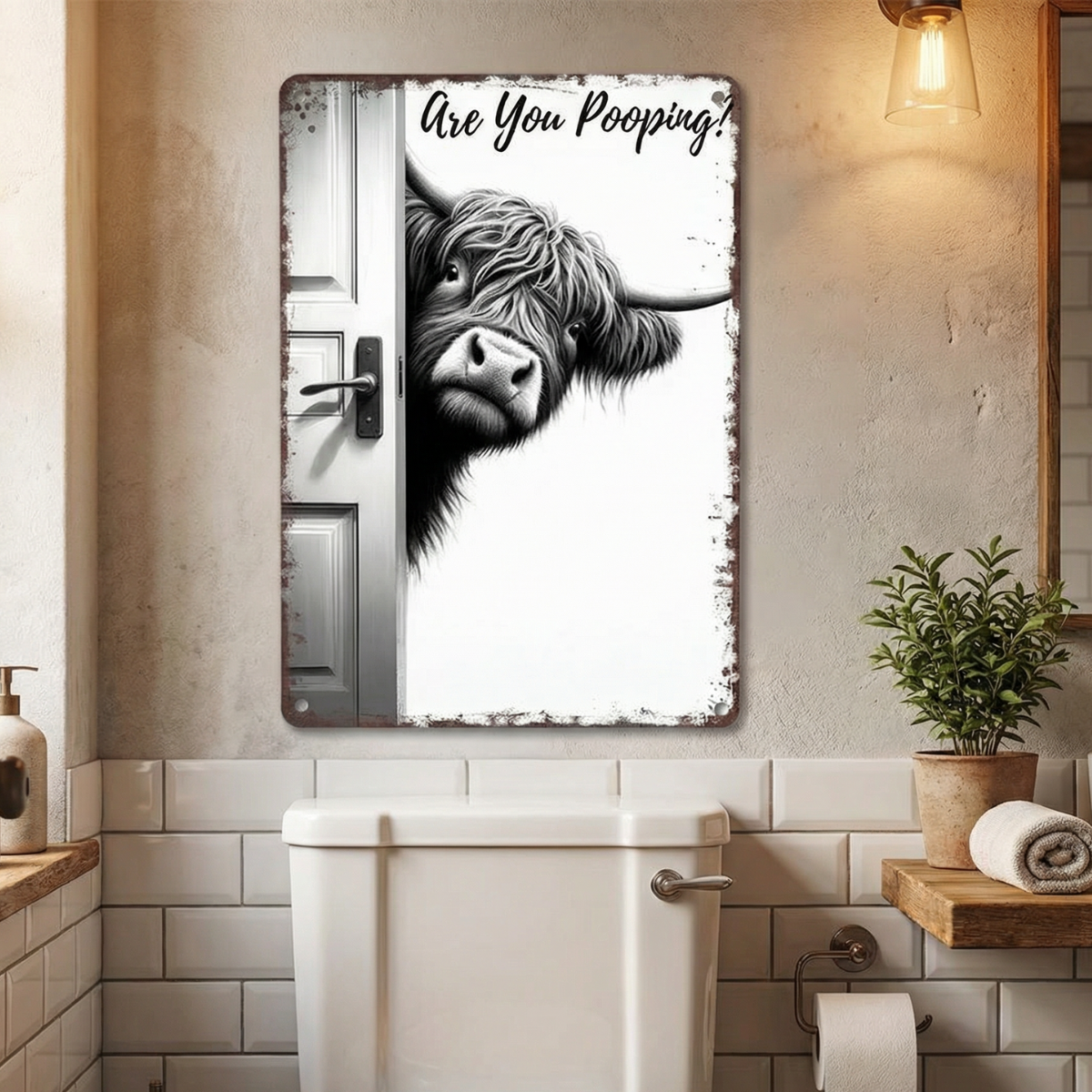 Funny Metal Bathroom Sign – Smiles Included