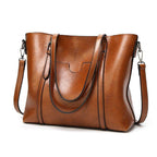 Leather handbag with large capacity and adjustable shoulder strap