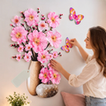 Blumen-Wandsticker mit Schmetterlingen – Selbstklebende Raumdekoration