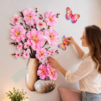 Blumen-Wandsticker mit Schmetterlingen – Selbstklebende Raumdekoration
