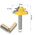 45-Degree Miter Router Bit for Wood Joints with 8mm Shank