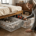 Transparent stackable shoe boxes with front opening