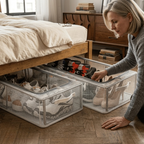 Transparent stackable shoe boxes with front opening