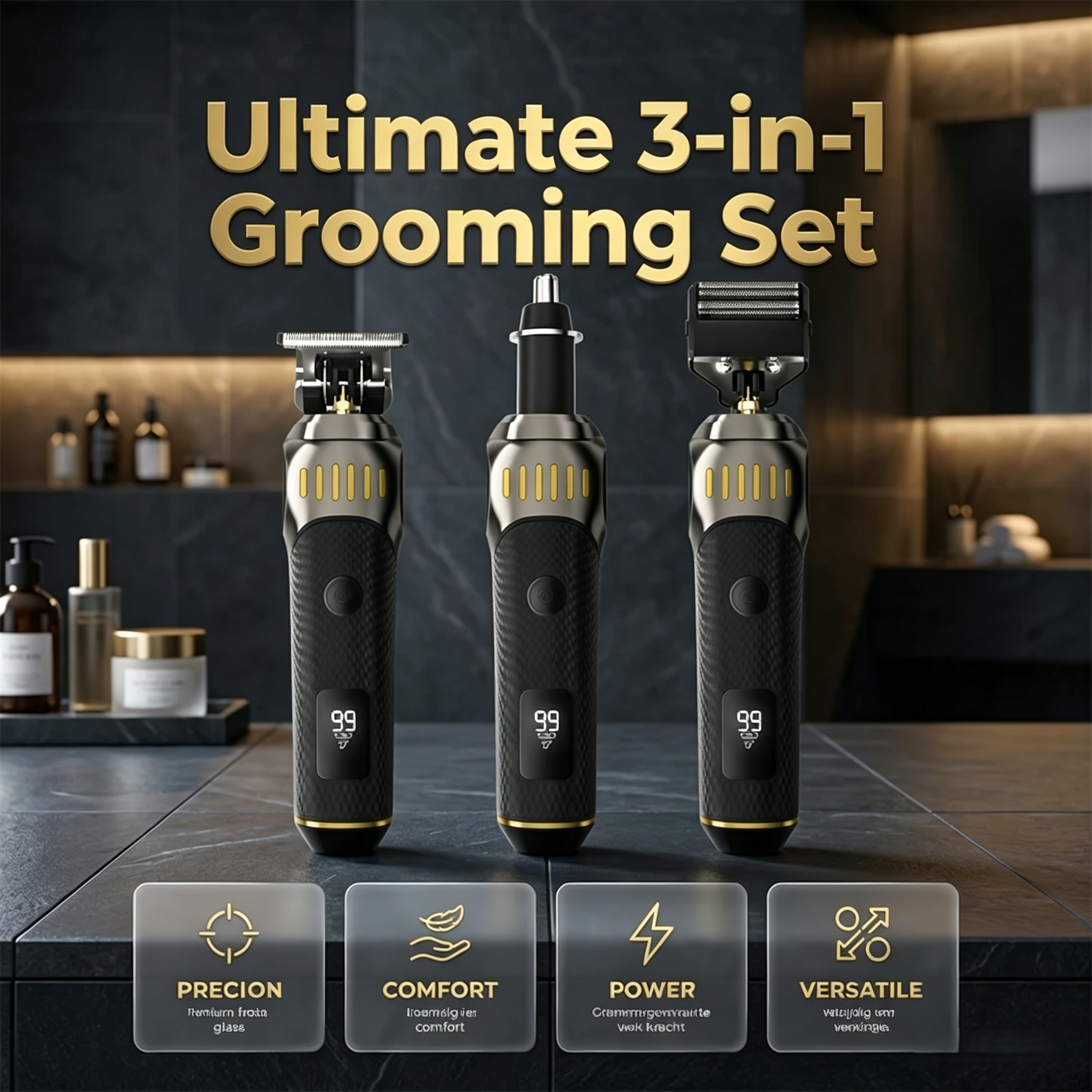 Herren-Pflegeset 3-in-1 mit T-Blade Trimmer und Folienschneider