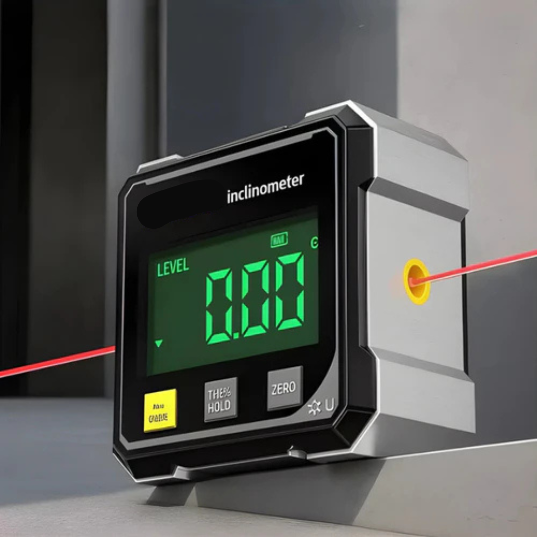 Digital angle gauge with laser and magnetic base