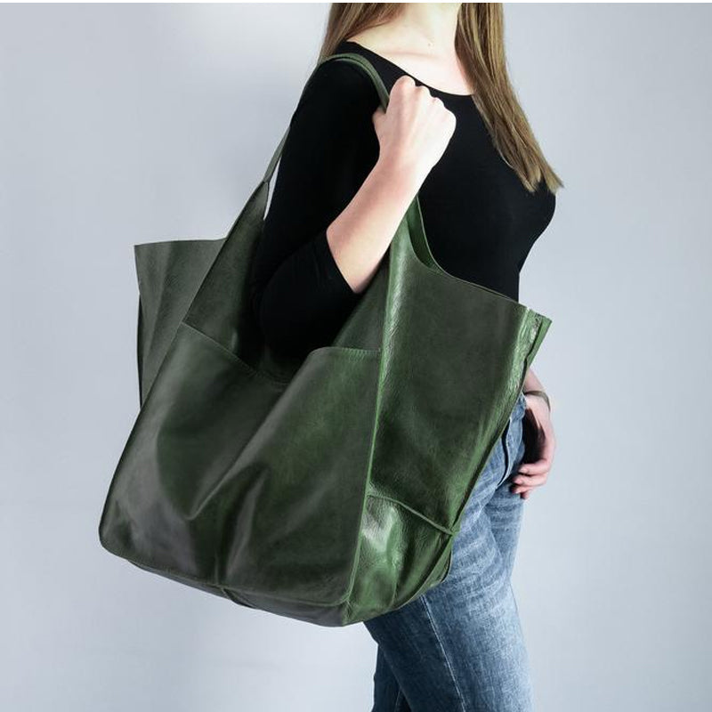 Weekender-Tasche Leder groß mit verstellbaren Tragegurten