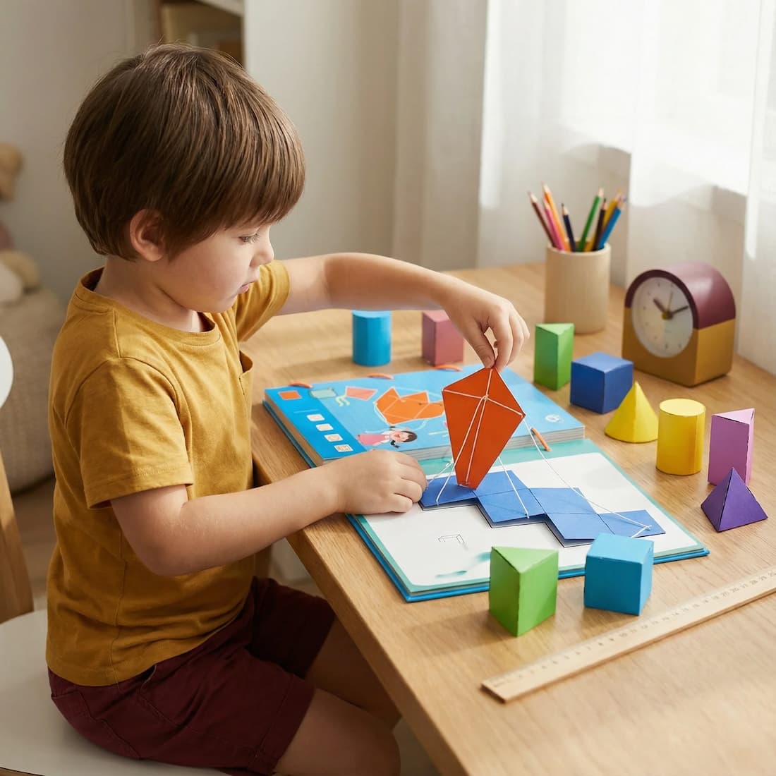 3D-Geometrie Lernbuch für Kinder mit beweglichen Formen