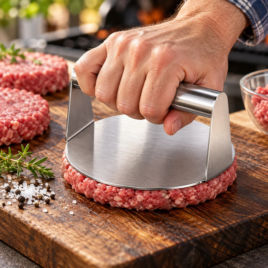 304 stainless steel burger press – Even patties, Ø 14 cm