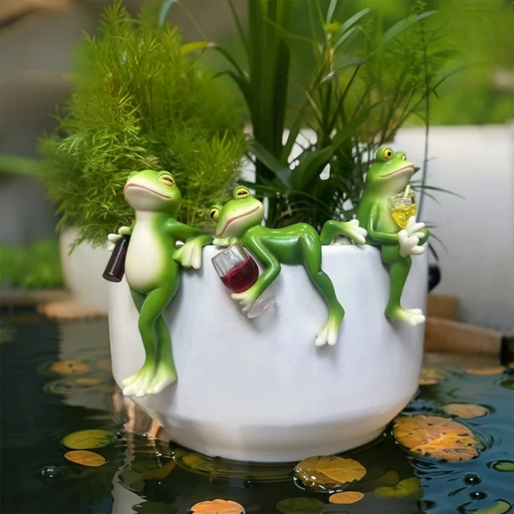 Frosch-Figur für Blumentöpfe und Garten