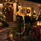 Solar-Gartenstecker Weihnachtsmann im Schlitten oder Rentier – mit funkelndem LED-Lichterschweif