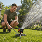 Adjustable garden sprinkler with filter protection
