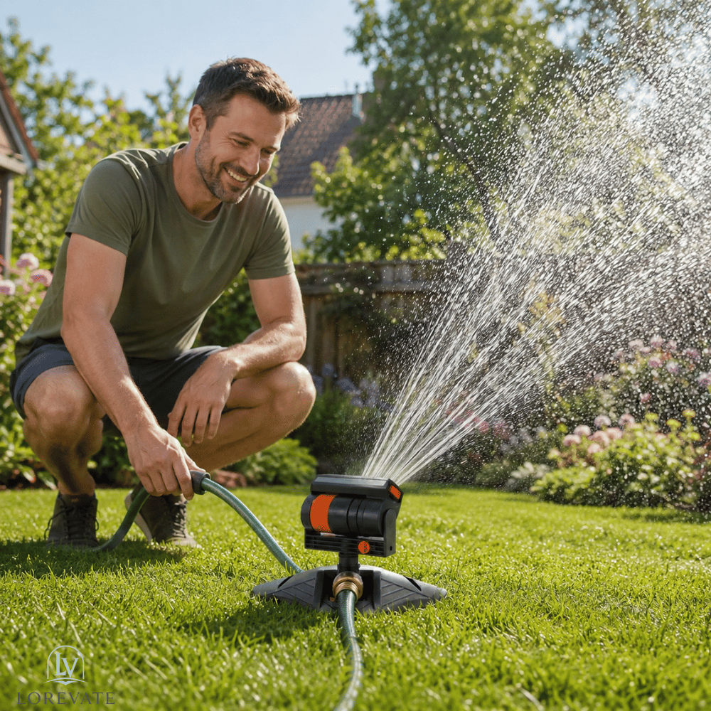 Adjustable garden sprinkler with filter protection